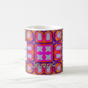 Lebendes Rosa und Abstraktes Kaleidoskop in Orange Kaffeetasse