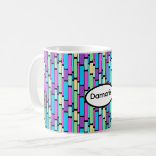 Lebendig Bunte Retro-Blöcke Kaffeetasse