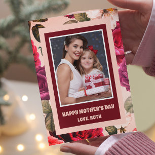 Lebendig   Frohen Muttertag Rosen-Foto in Rosa Karte