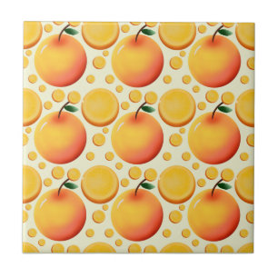 Lebendige 3D Glänzende Orange und Mandarine Frucht Fliese