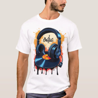Lebendige 8K-Vinyl-Kopfhörer-Kunst - Melodische Fu T-Shirt