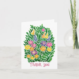 Lebendige abstrakte Blumen-Flat-Thank-You-Karte Dankeskarte