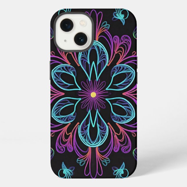 Lebendige abstrakte Blumenmuster iPhone Hülle (Rückseite)