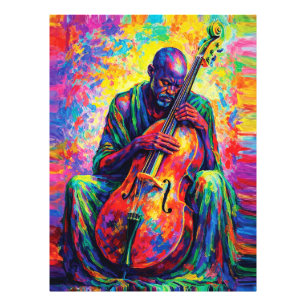 Lebendige Abstrakte Cellist Musik Rainbow Farben Fotodruck