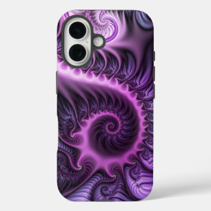 Lebendige abstrakte coole pink lila Fraktal-Kunst- iPhone 16 Hülle