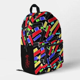 Lebendige Abstrakte Crayon Lines Bold Artistic Bedruckter Rucksack