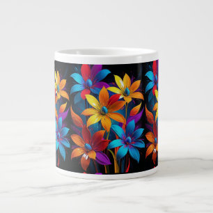 Lebendige abstrakte farbenfrohe Blumenkunst-32908 Jumbo-Tasse