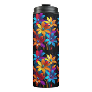 Lebendige abstrakte farbenfrohe Blumenkunst-32908 Thermosbecher