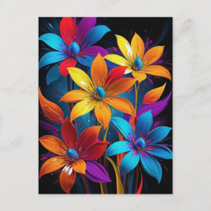 Lebendige Abstrakte Farbige Blumenkunst-32908 Postkarte