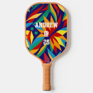Lebendige Abstrakte Geometrische Tropische Mehrfar Pickleball Schläger
