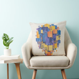 Lebendige abstrakte geometrische Würfel Aquarell Kissen