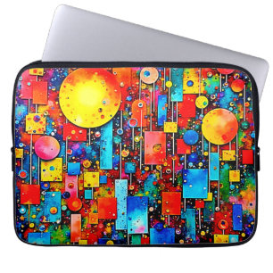 Lebendige abstrakte kosmische Stadt Kunst Laptopschutzhülle