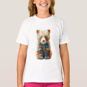 Lebendige abstrakte künstlerische Bärenjunge Kinde T-Shirt