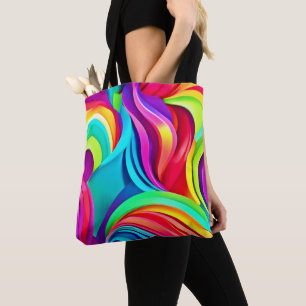 Lebendige abstrakte Wellen in dynamischer Farbe Tasche