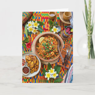 Lebendige afrikanische Jollof-Reis-Fest-Grußkarte Karte