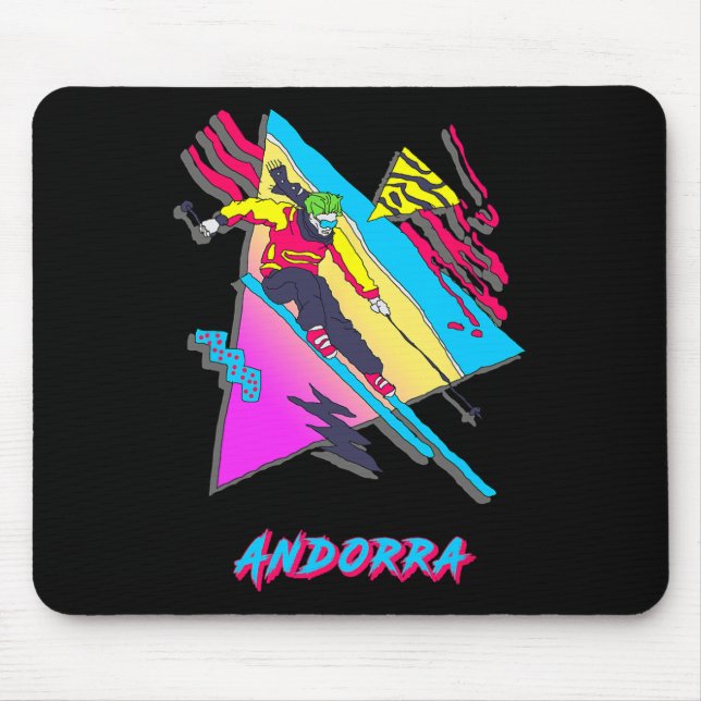 Lebendige Andorra-Ski-Abenteuergrafik  Mousepad (Vorne)