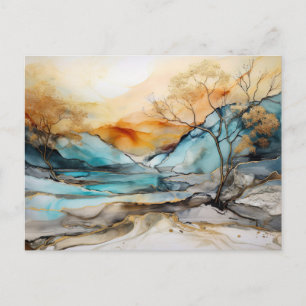 Lebendige Aquarell-Berg-Wildblumen-Postkarte Postkarte