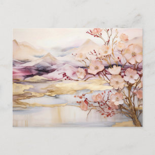 Lebendige Aquarell-Berg-Wildblumen-Postkarte Postkarte