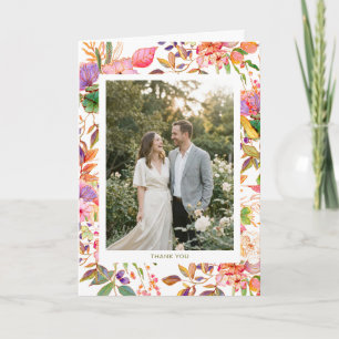 Lebendige Aquarell-Blumen-Hochzeit mit individuell Dankeskarte
