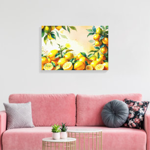 Lebendige Aquarell-Lemonenernte Leinwanddruck