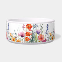 Lebendige Aquarell-Wildblumen-Blumen-Hund
