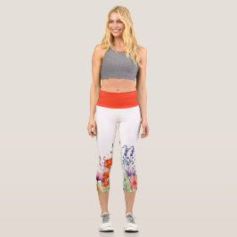 Lebendige Aquarell-Wildblumen-Yoga Capri Leggings