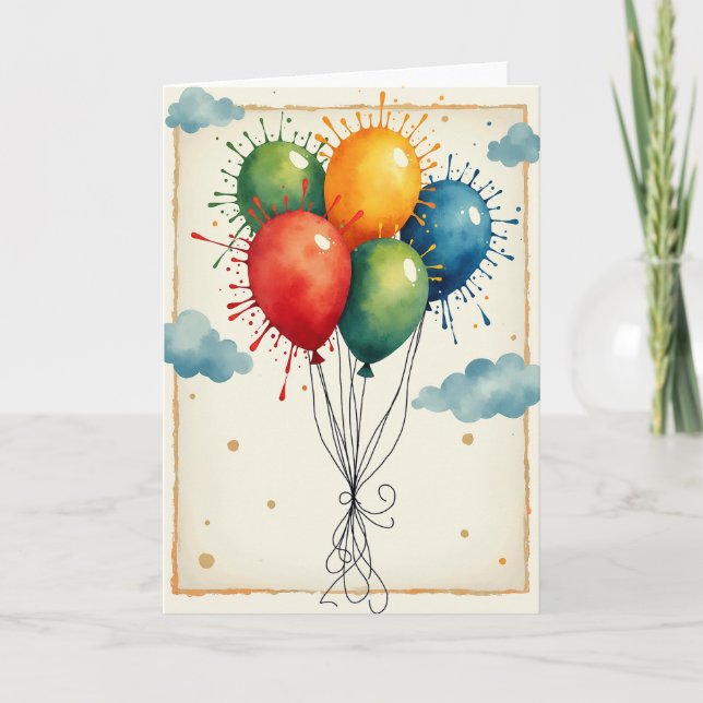 Lebendige aufsteigende Ballons Karte (Vorderseite)
