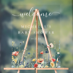 Lebendige Baby Shower mit Wildblumen Acrylschild