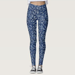 Lebendige blaue Leopardenprint-Leggings Leggings