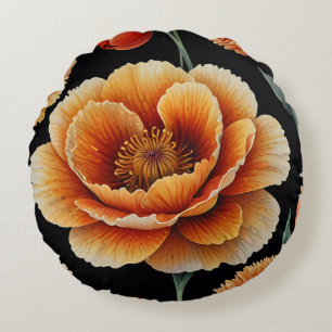 Lebendige Blossom: Fein und elegant florale Kunst Rundes Kissen