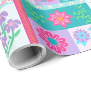 Lebendige blühende Blumen-Design Geschenkpapier