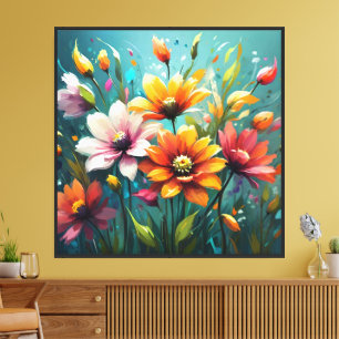 Lebendige blühende Blumen-Wandkunst Leinwanddruck
