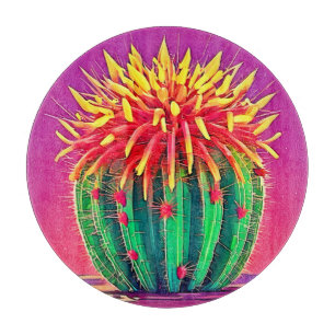 Lebendige blühende Kakteen Schneidebrett