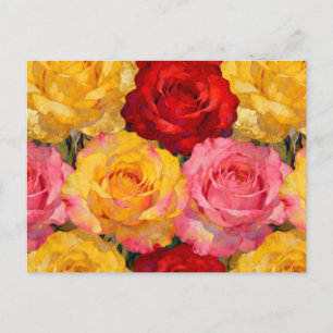 Lebendige blühende Rosen Postkarte