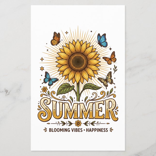 Lebendige blühende Sommer-Sonnenblume mit Schmette Flyer (Vorne)