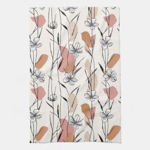 Lebendige Blumen‑Line‑Art  Geschirrtuch