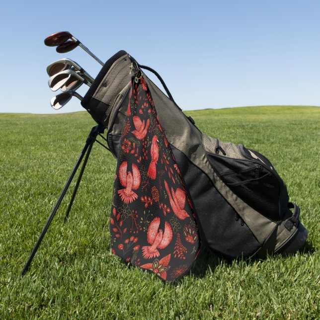 Lebendige Blumen- und Blattmusterdesigns Golfhandtuch (Gras)