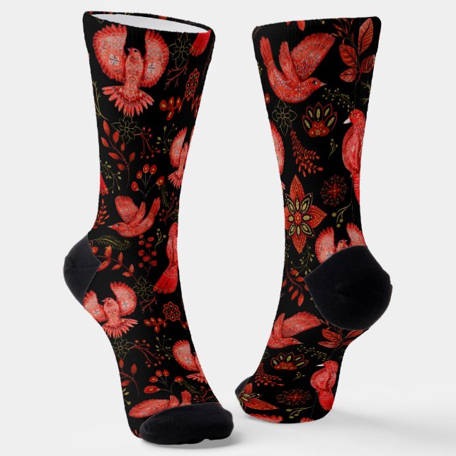 Lebendige Blumen- und Blattmusterdesigns Socken (Gewinkelt)