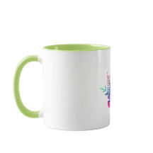 Lebendige Blumengarten-Kaffeetasse mit grünen Akze
