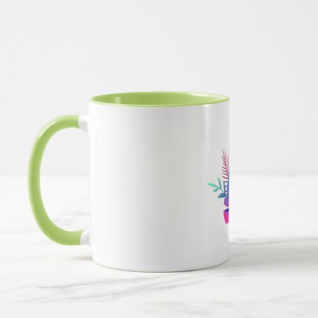Lebendige Blumengarten-Kaffeetasse mit grünen Akze Tasse (Links)