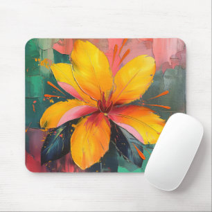 Lebendige Blüte – Abstrakte Florale Explosionskuns Mousepad