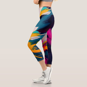 Lebendige Blüte – Explosive abstrakte Blumenenergi Capri Leggings