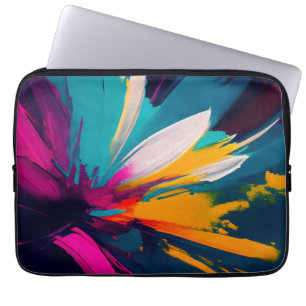 Lebendige Blüte – Explosive abstrakte Blumenenergi Laptopschutzhülle