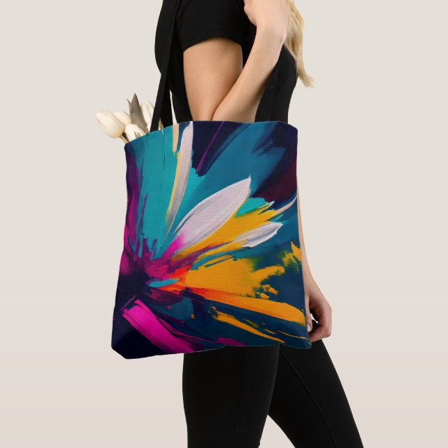 Lebendige Blüte – Explosive Abstrakte Blumenenergi Tasche (Von Nahem)