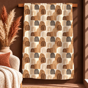 Lebendige Boho-Regenbogen-Kupfer-Elfenbein-Beige-D Fleecedecke