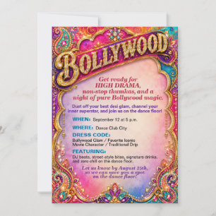 Lebendige Bollywood-Filmthemen-Tanzparty Einladung