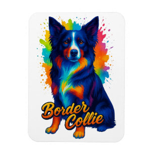 Lebendige Border Collie Pop Art Magnet