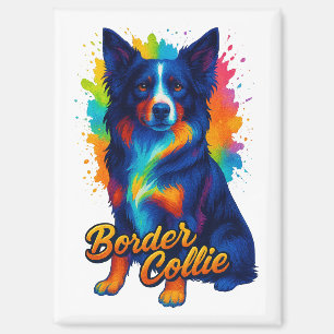 Lebendige Border Collie Pop Art Magnet