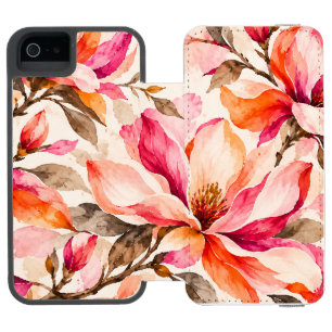 Lebendige botanische Blumengestaltung Magnolie Incipio Watson™ iPhone 5 Geldbörsen Hülle