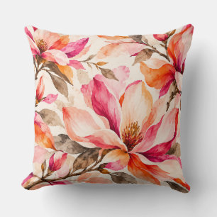 Lebendige botanische Blumengestaltung Magnolie Kissen